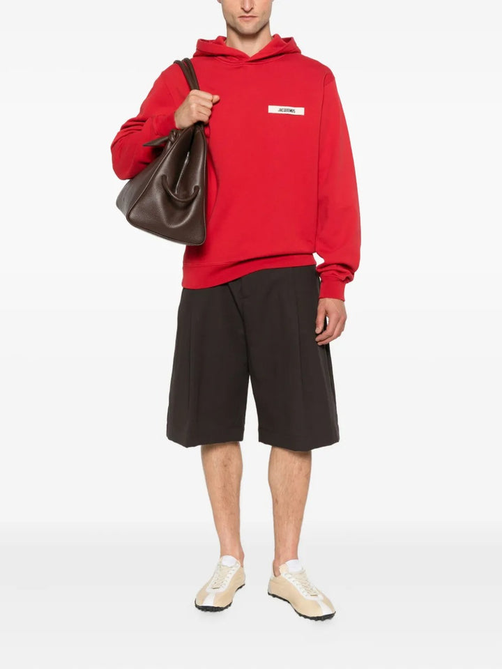 JACQUEMUS - Hoodie Le Hoodie Gros Grain en Coton Rouge