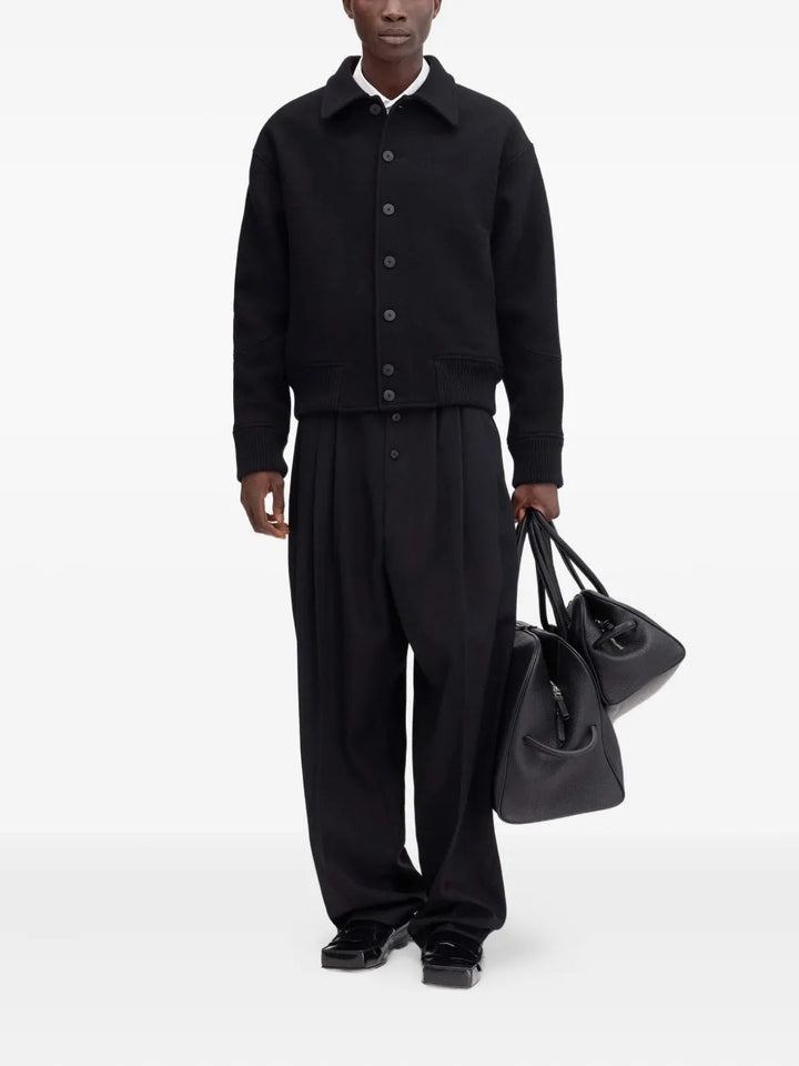 JACQUEMUS - Veste Boutonnée à Ourlet Côtelé Noir