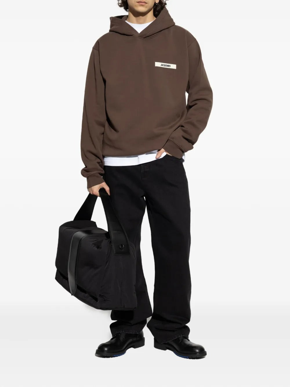 JACQUEMUS - Hoodie à Patch Logo Marron