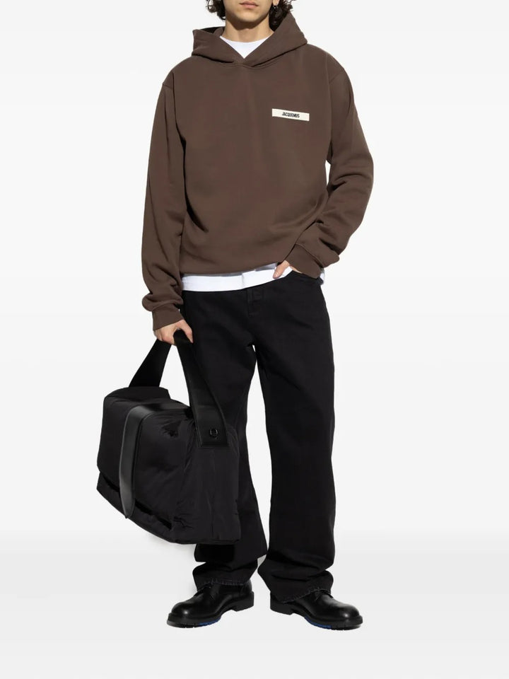 JACQUEMUS - Hoodie à Patch Logo Marron