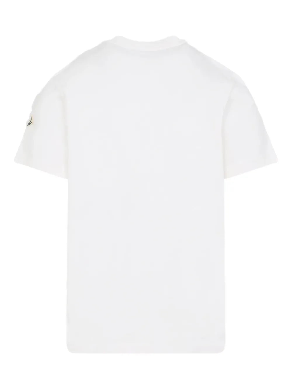 MONCLER - T-shirts en coton à patch logo blanc