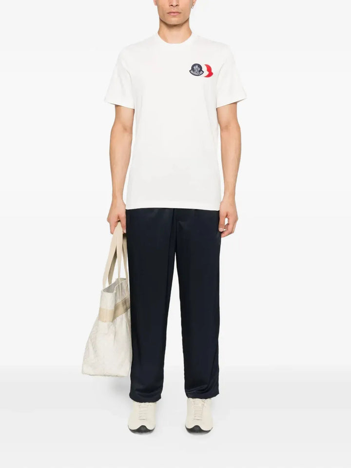 MONCLER - T-shirts à patch logo blanc