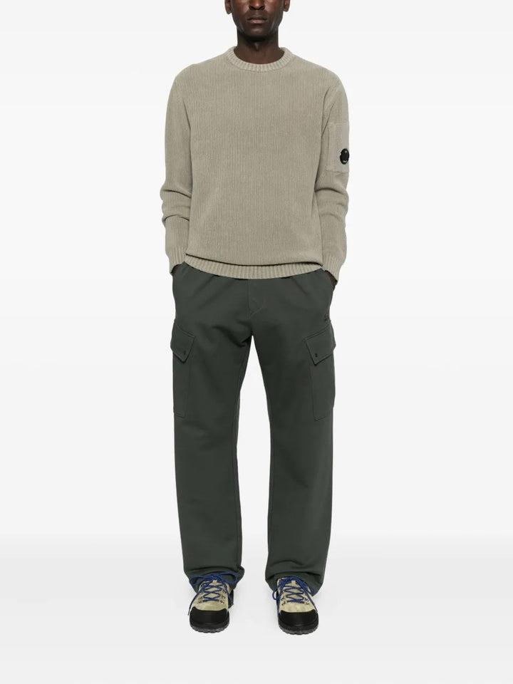 C.P. COMPANY - Pull en Coton à Design Côtelé Gris