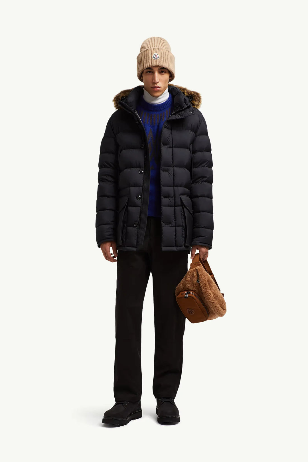 MONCLER - Doudoune mi-longue Clunye à capuche noir