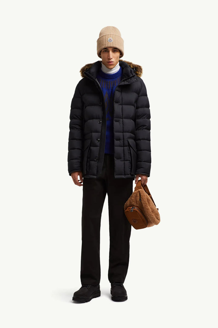 MONCLER - Doudoune mi-longue Clunye à capuche noir