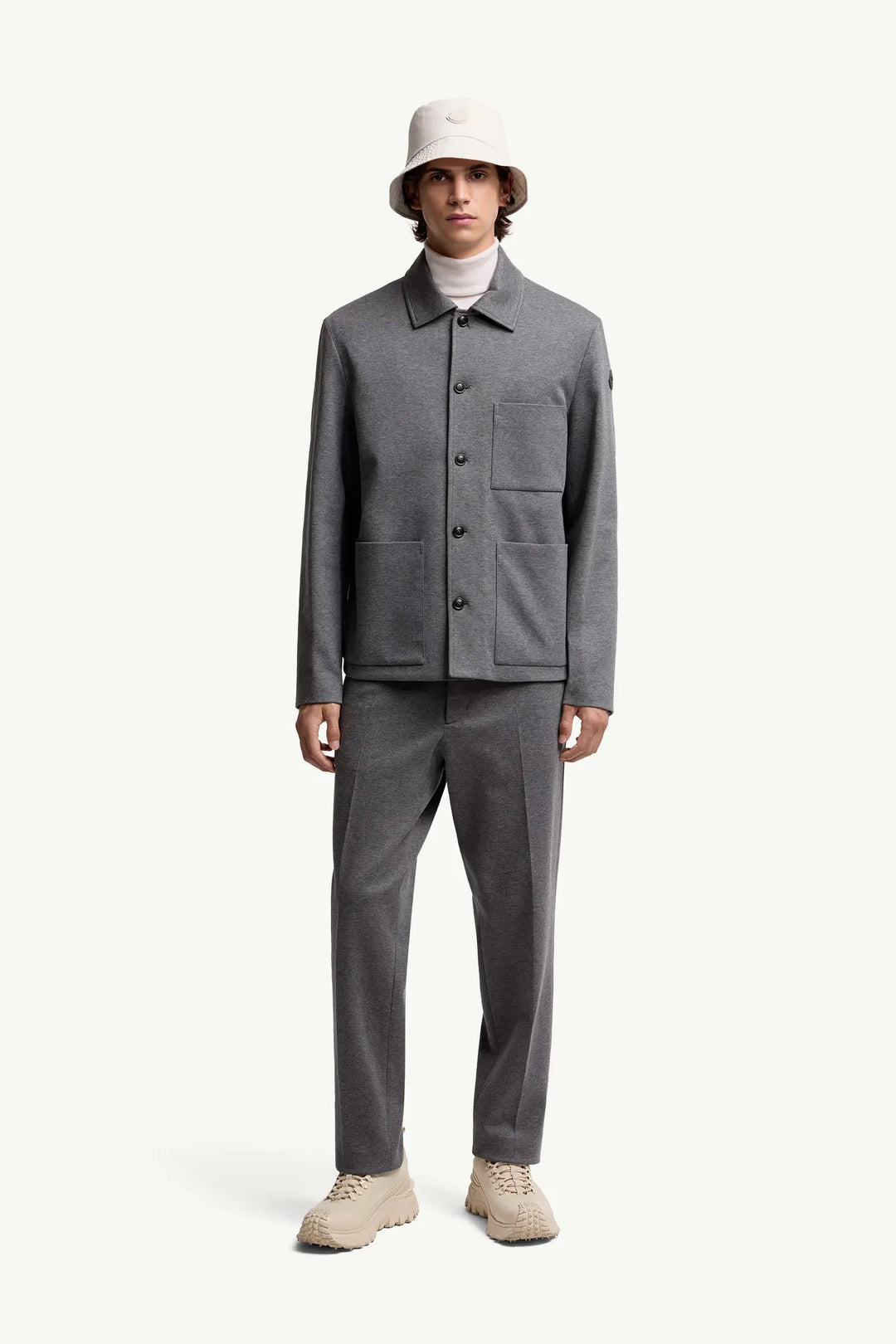 MONCLER - Pantalon en coton mélangé gris
