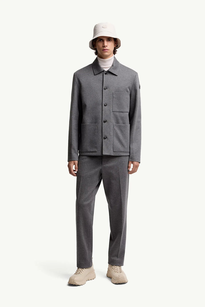 MONCLER - Pantalon en coton mélangé gris