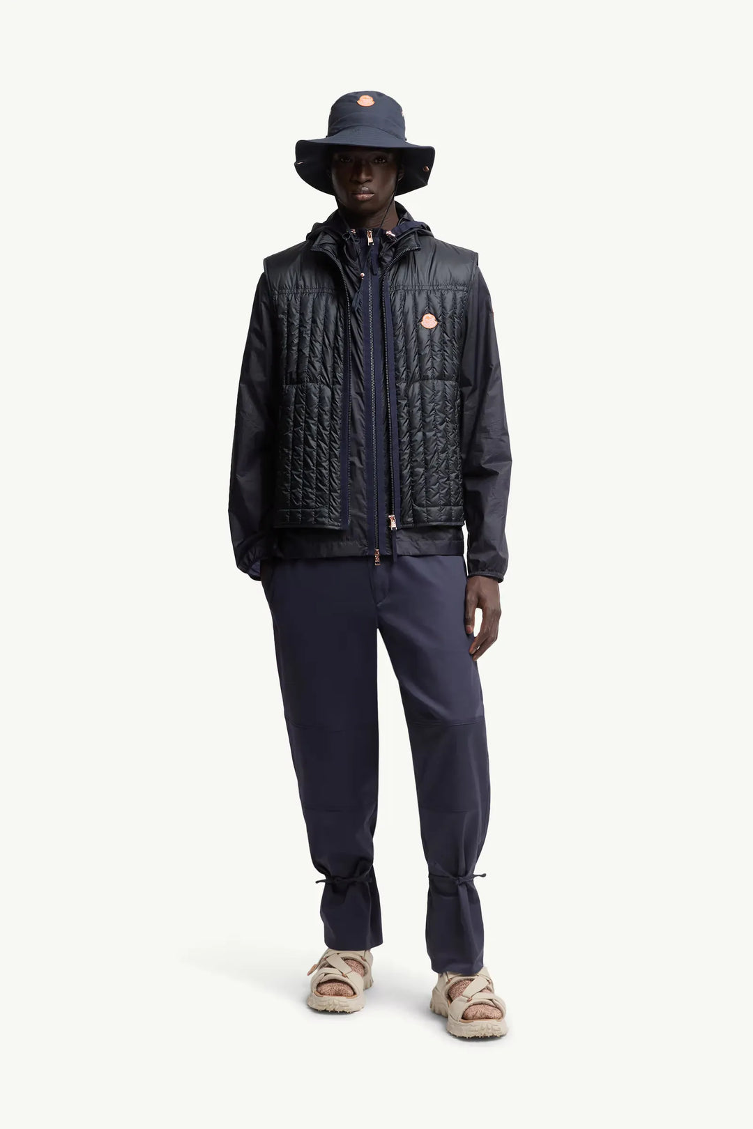MONCLER GENIUS - Pantalon en gabardine de coton Moncler x Gilga Farm by Donald Glover bleu
