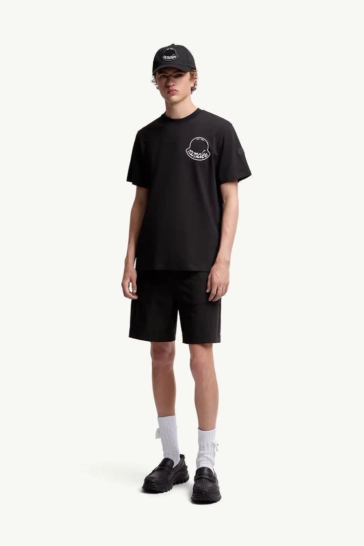 MONCLER - T-shirt en coton à logo noir charcoal