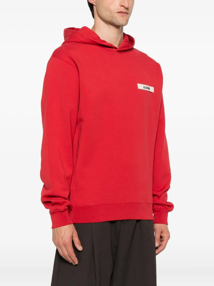 JACQUEMUS - Hoodie Le Hoodie Gros Grain en Coton Rouge
