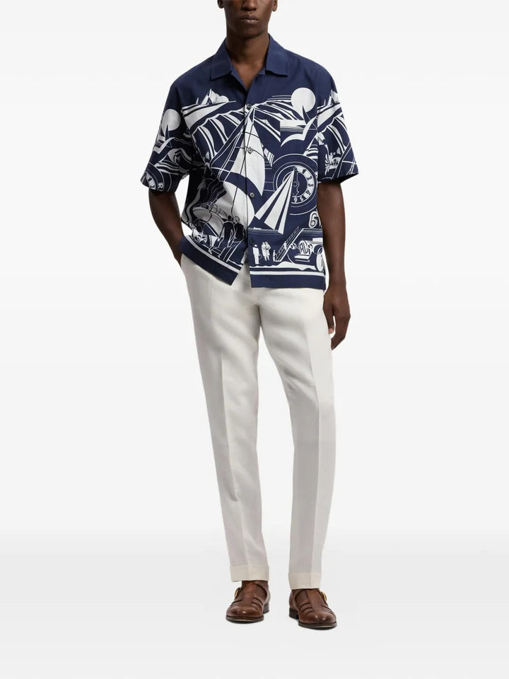 Ralph Lauren Purple Label chemise à imprimé et à manches courtes bleu