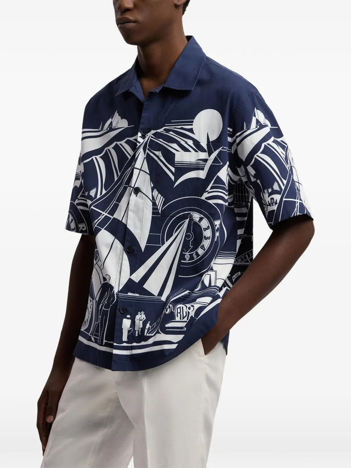 Ralph Lauren Purple Label chemise à imprimé et à manches courtes bleu