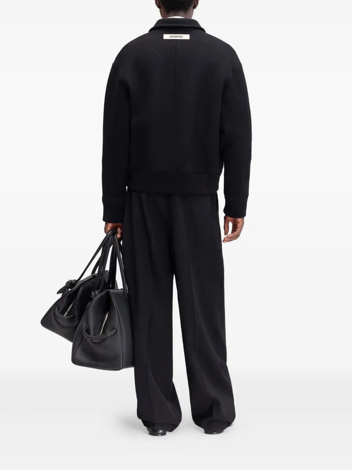 JACQUEMUS - Veste Boutonnée à Ourlet Côtelé Noir