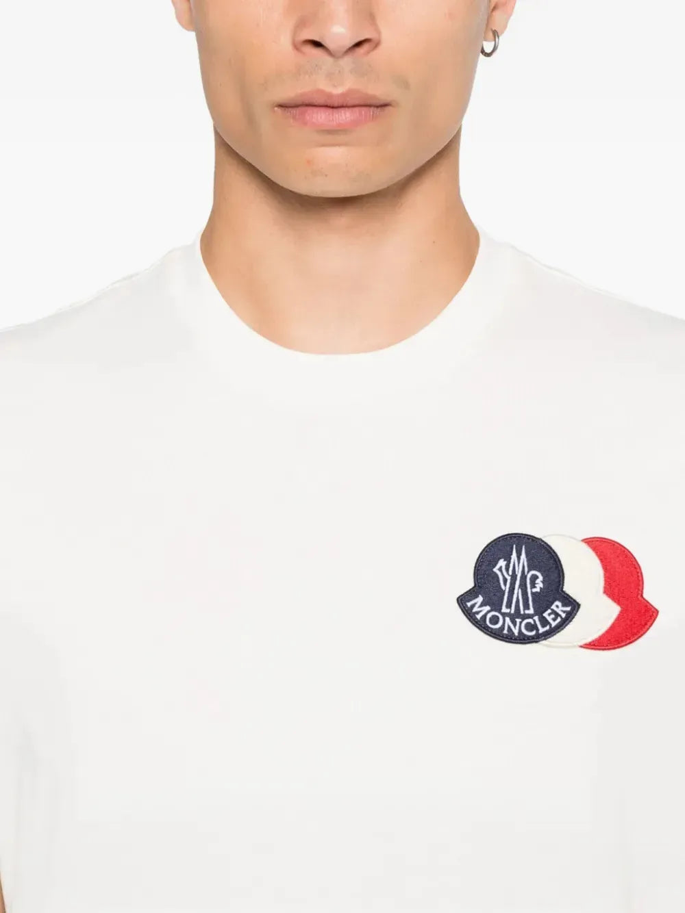MONCLER - T-shirts à patch logo blanc