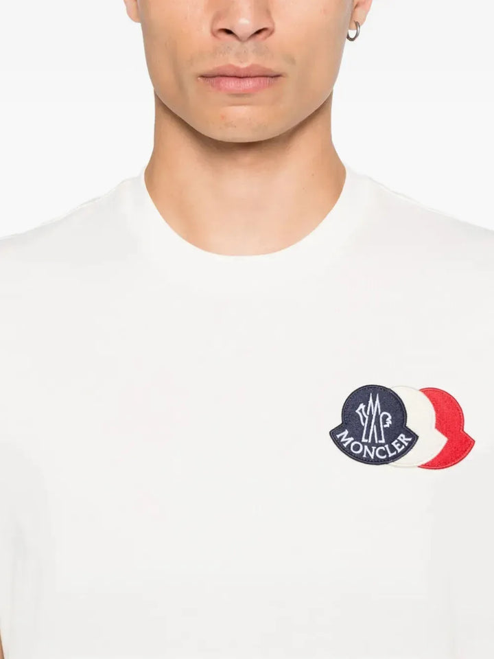 MONCLER - T-shirts à patch logo blanc