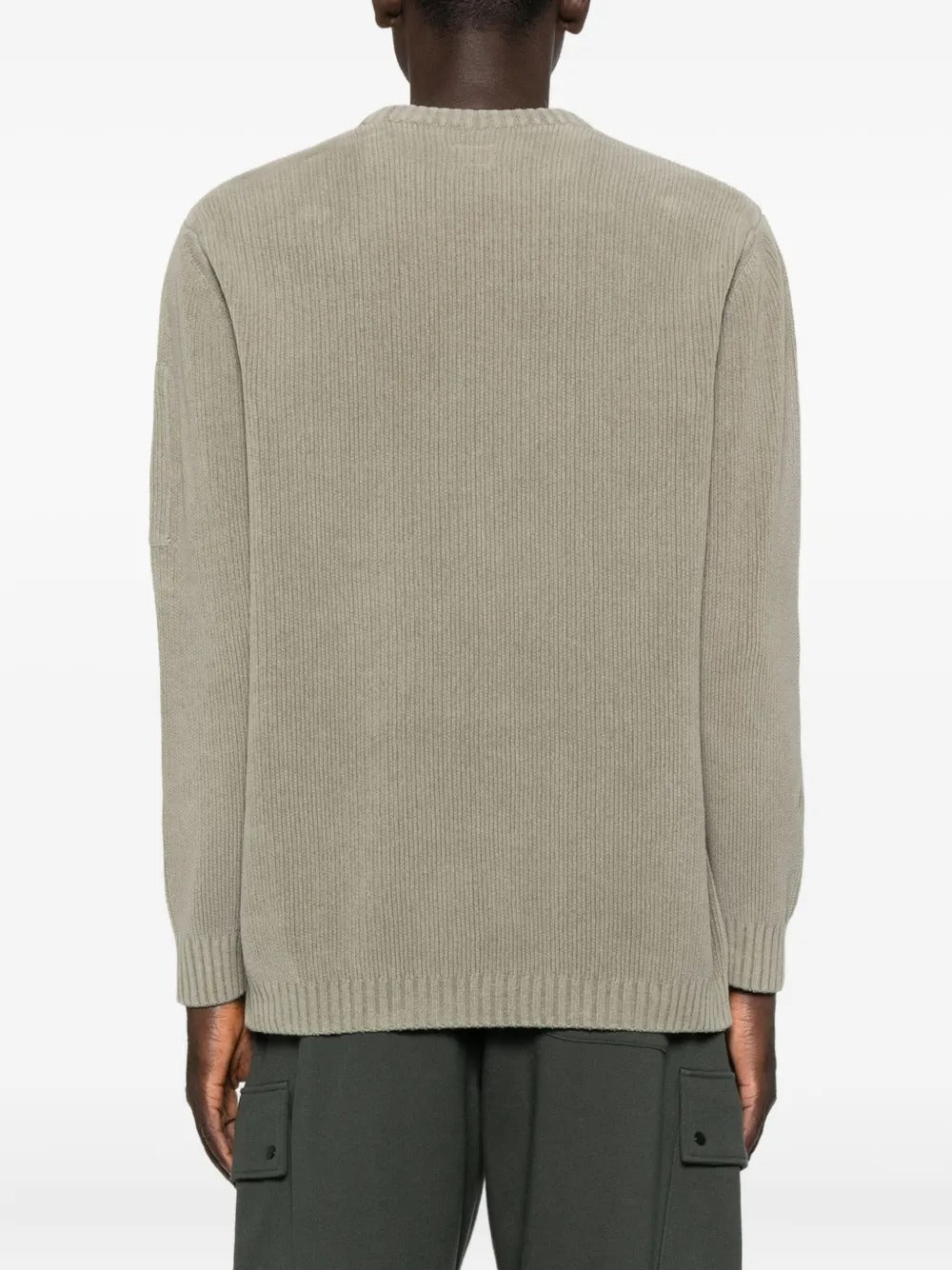 C.P. COMPANY - Pull en Coton à Design Côtelé Gris