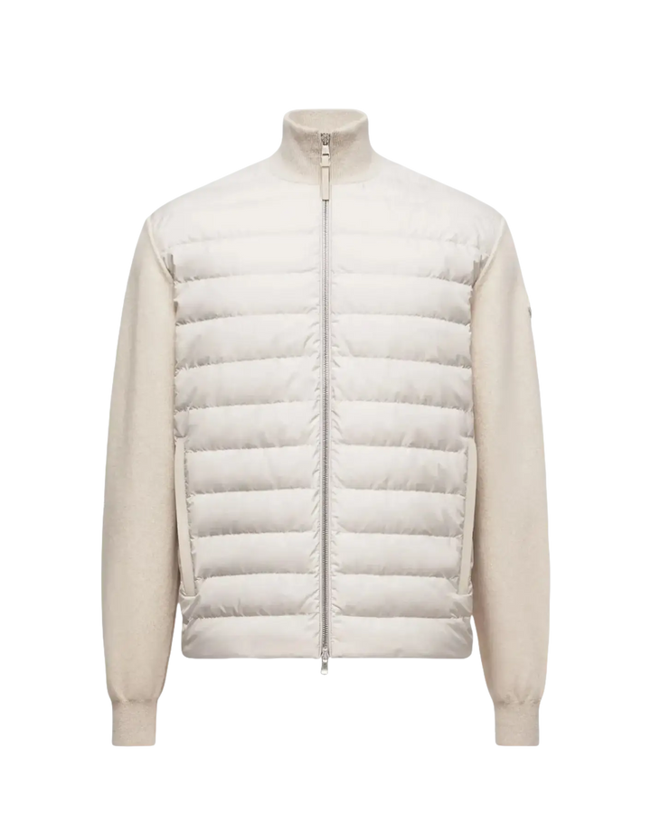 MONCLER - Cardigan zippé matelassé en laine et cachemire écru