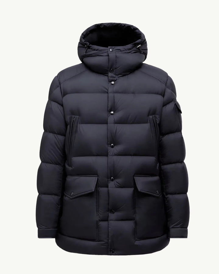 MONCLER - Doudoune courte à capuche Bretagne bleu