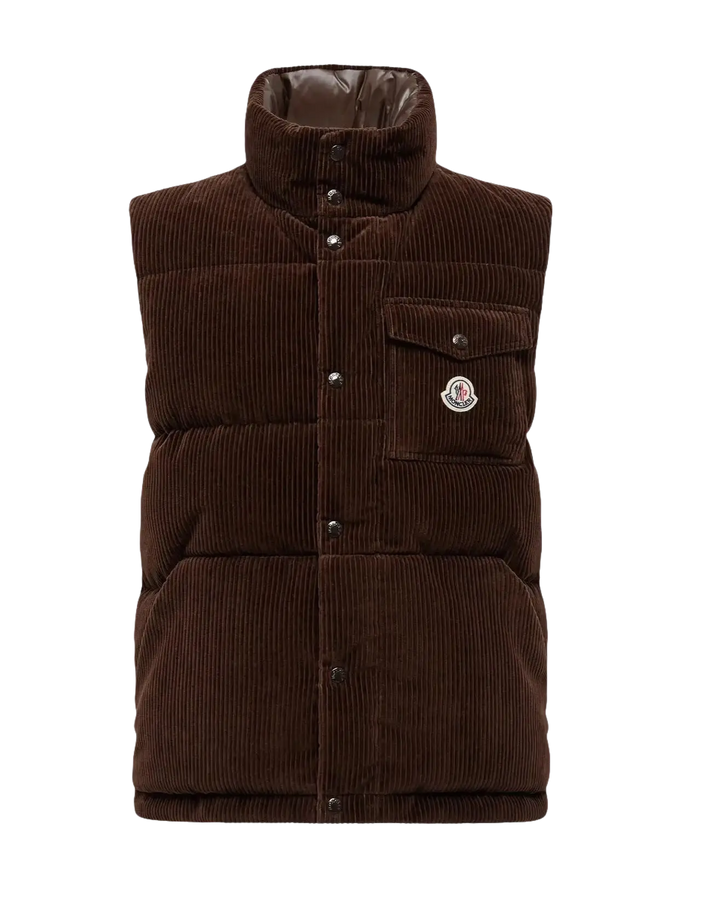 MONCLER - Doudoune sans manches Agen en velours côtelé  marron