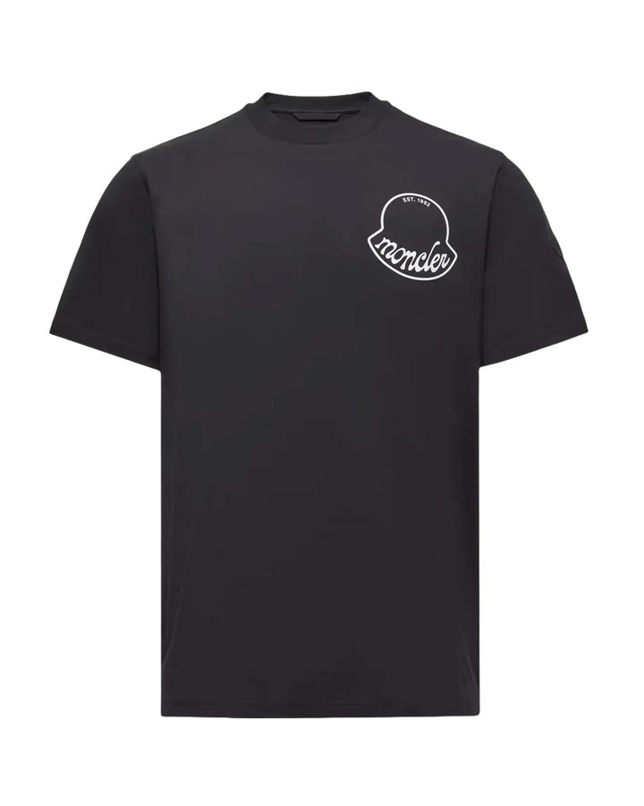 MONCLER - T-shirt en coton à logo noir charcoal