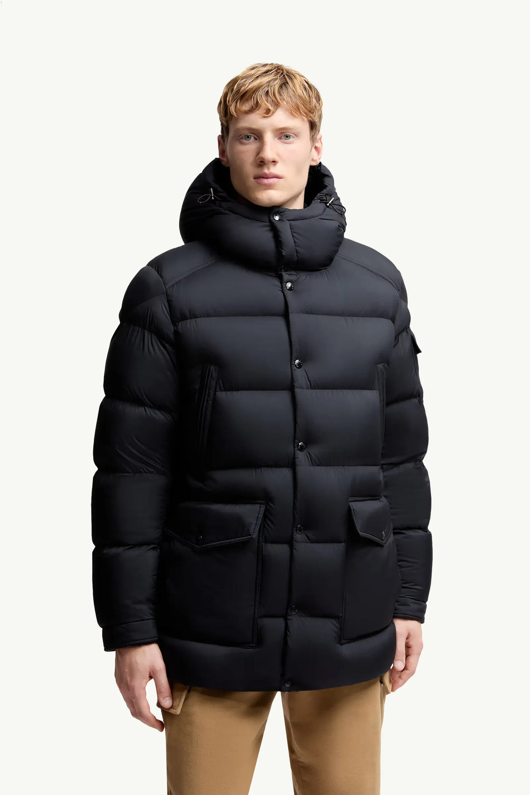 MONCLER - Doudoune courte à capuche Bretagne bleu