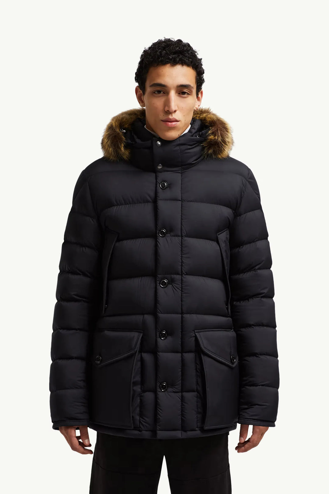 MONCLER - Doudoune mi-longue Clunye à capuche noir