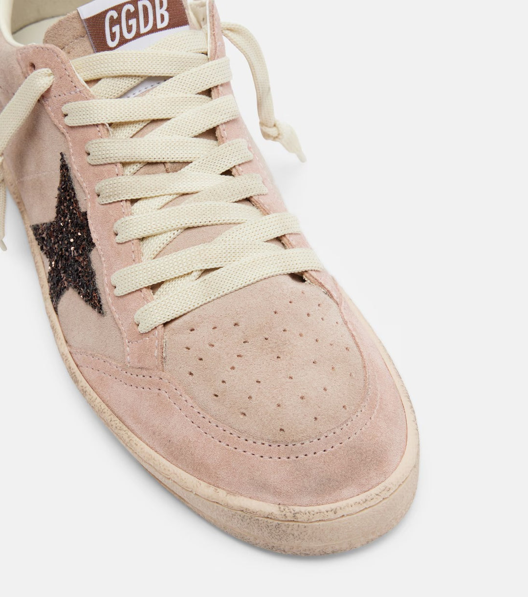 GOLDEN GOOSE FEMME - Basket en daim rose avec étoile a paillette
