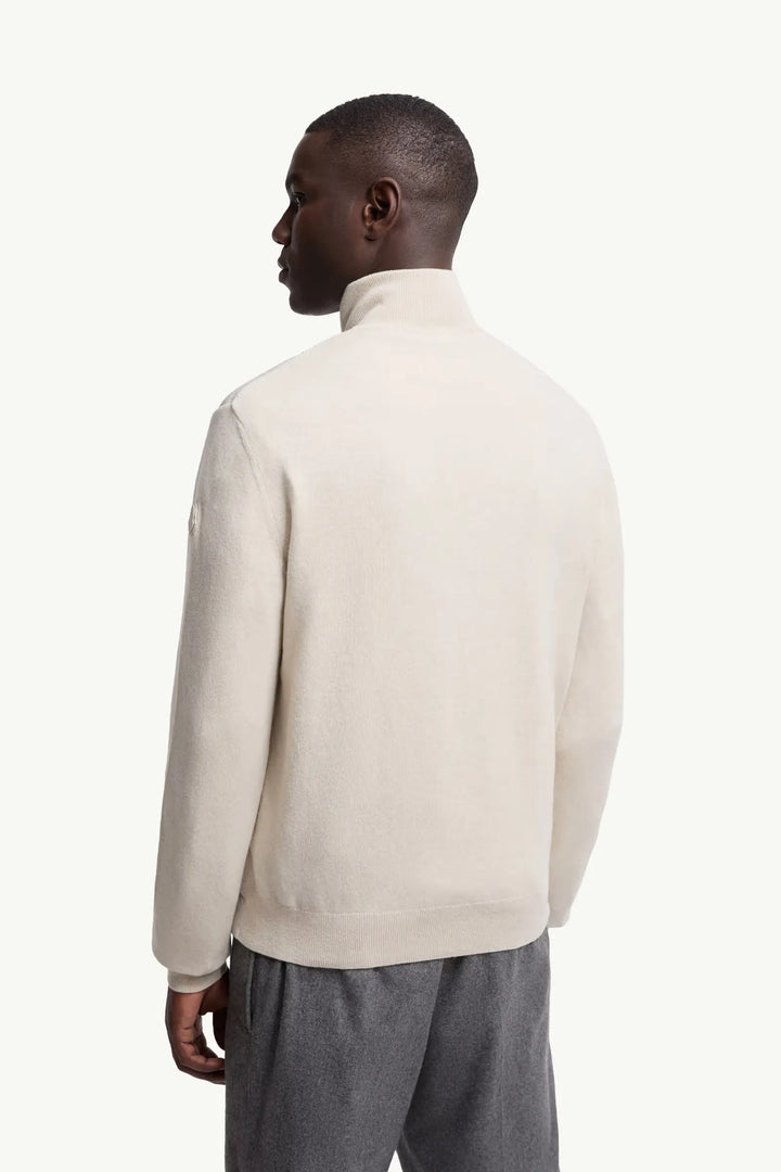 MONCLER - Cardigan zippé matelassé en laine et cachemire écru