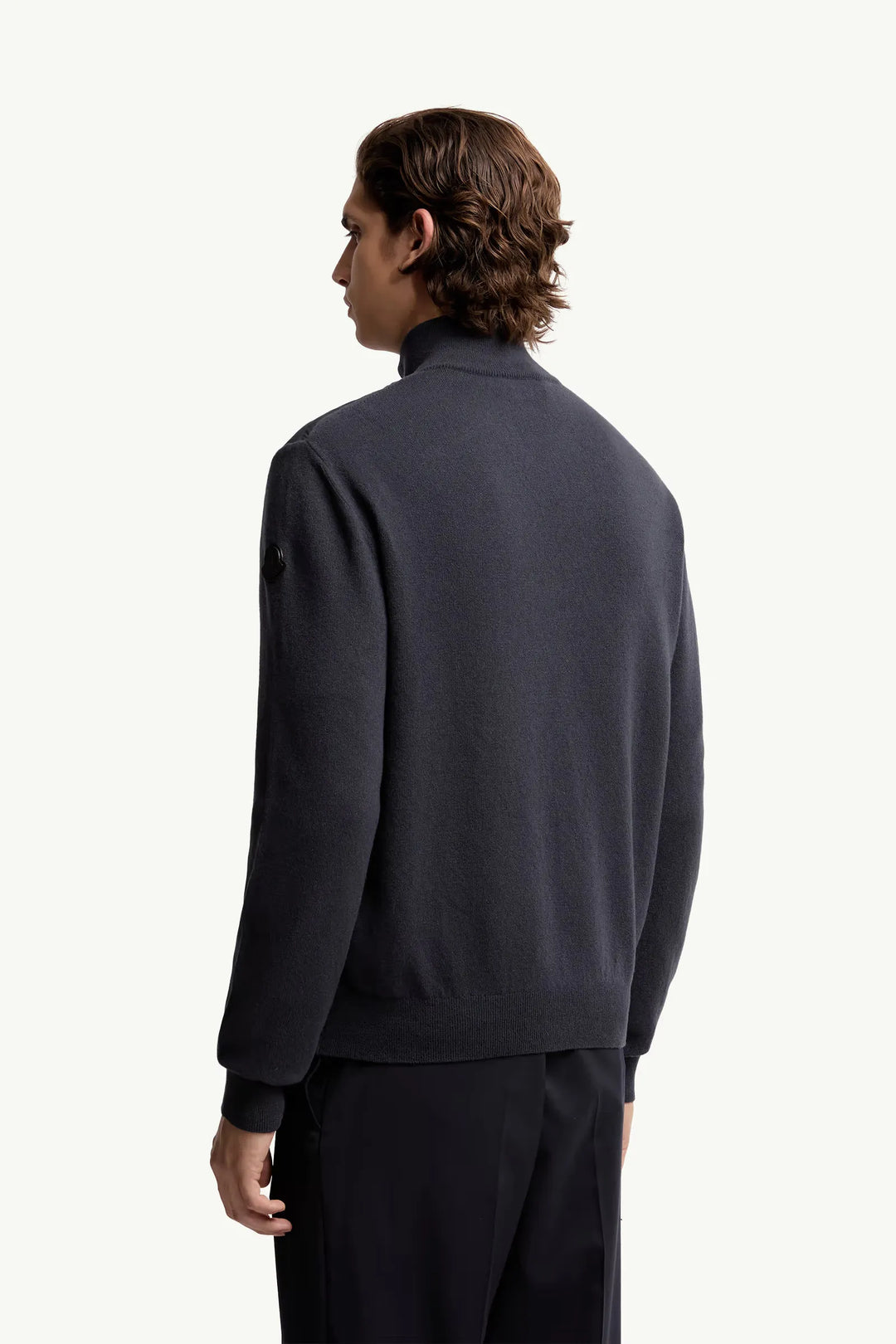 MONCLER - Cardigan zippé matelassé en laine et cachemire bleu