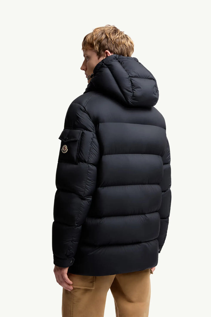 MONCLER - Doudoune courte à capuche Bretagne bleu
