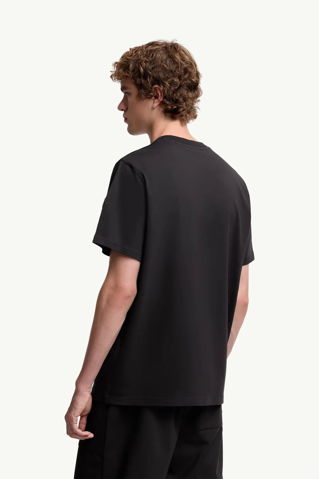MONCLER - T-shirt en coton à logo noir charcoal