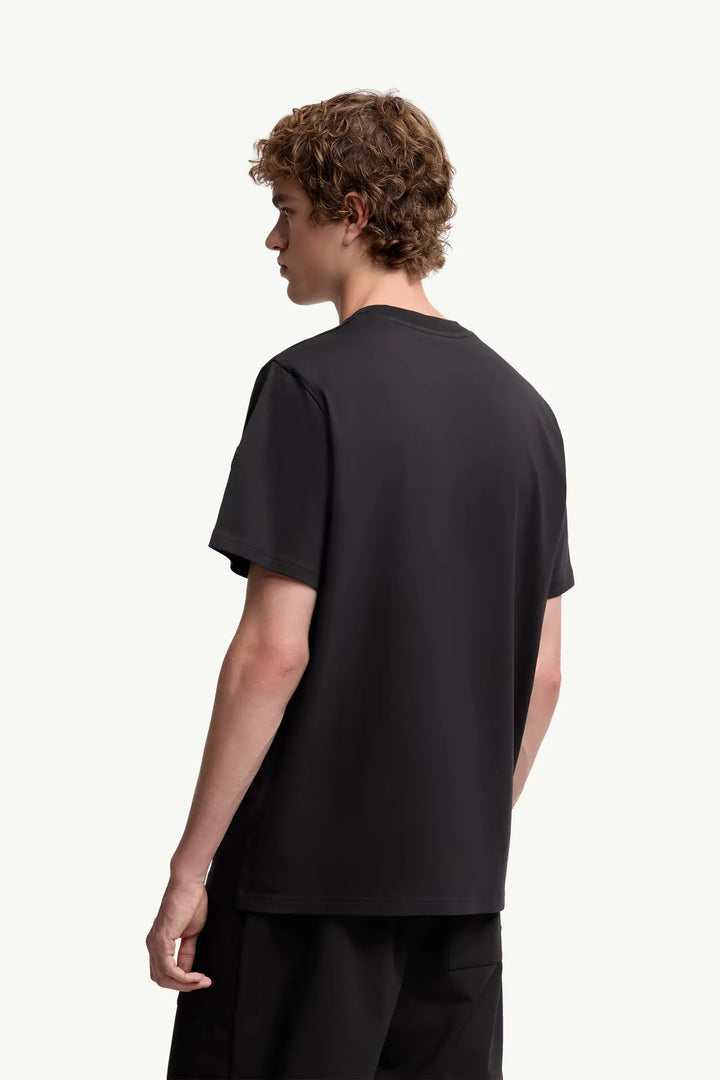 MONCLER - T-shirt en coton à logo noir charcoal