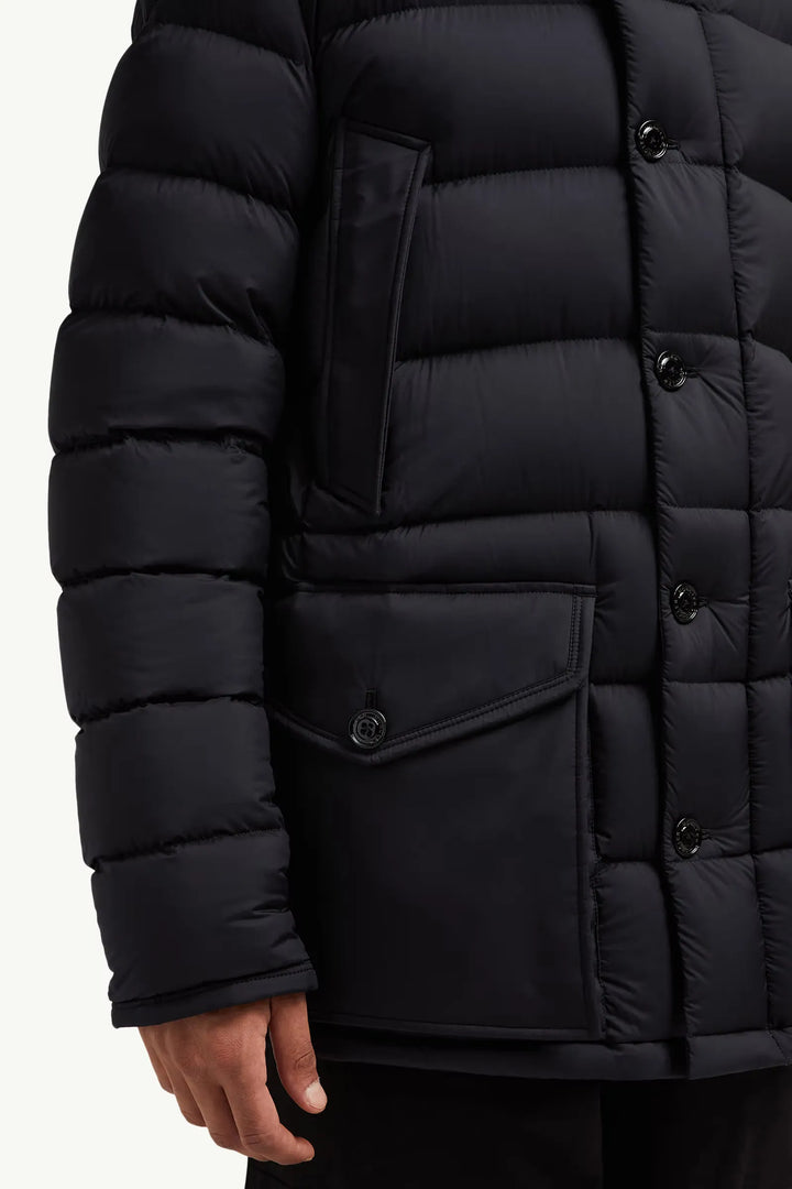 MONCLER - Doudoune mi-longue Clunye à capuche noir
