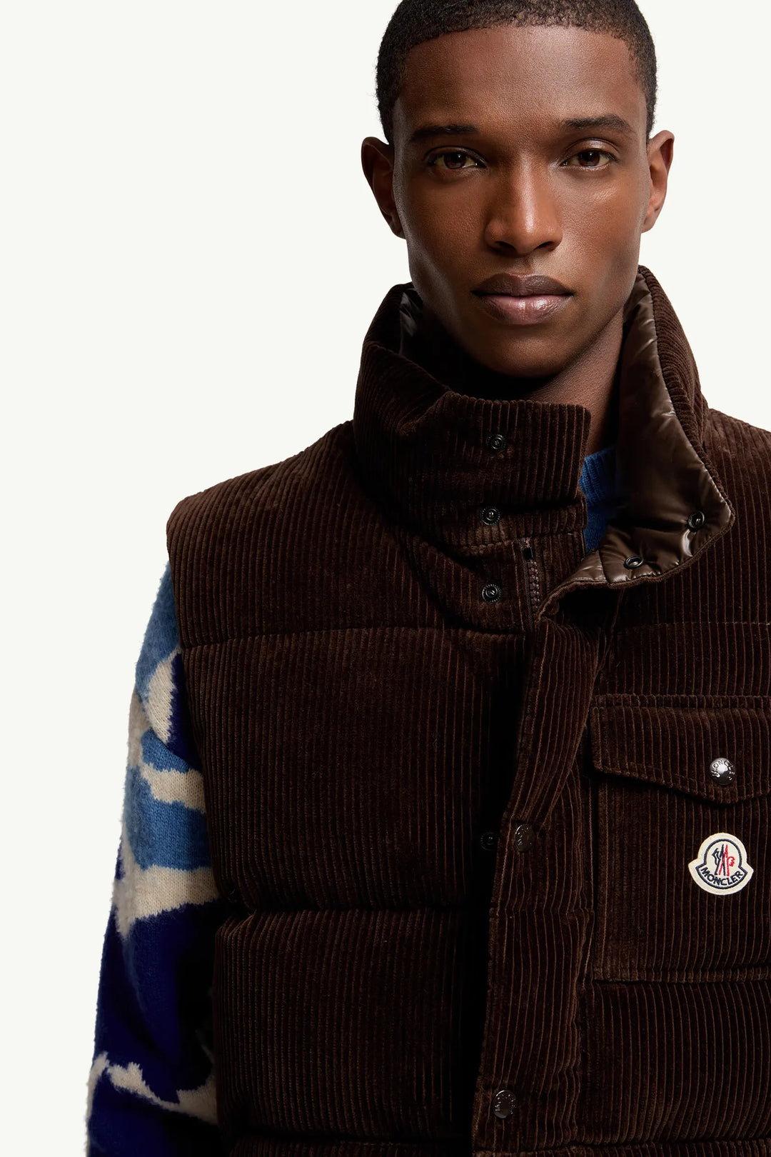 MONCLER - Doudoune sans manches Agen en velours côtelé  marron