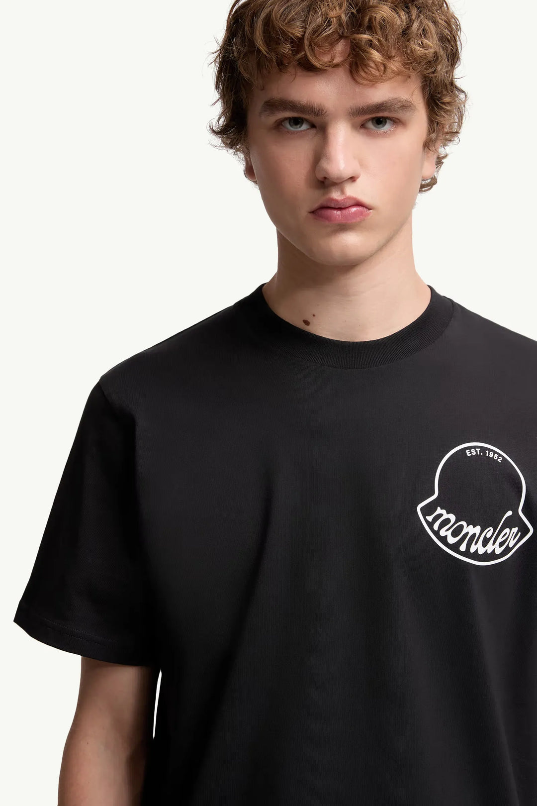 MONCLER - T-shirt en coton à logo noir charcoal