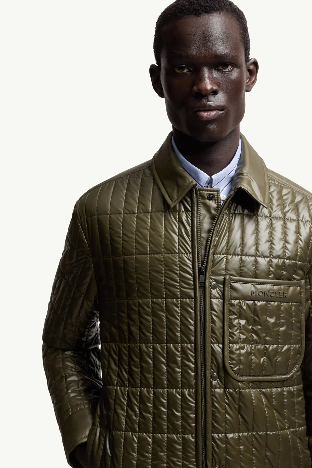 MONCLER - Veste-chemise à matelassage vertical Madiere vert