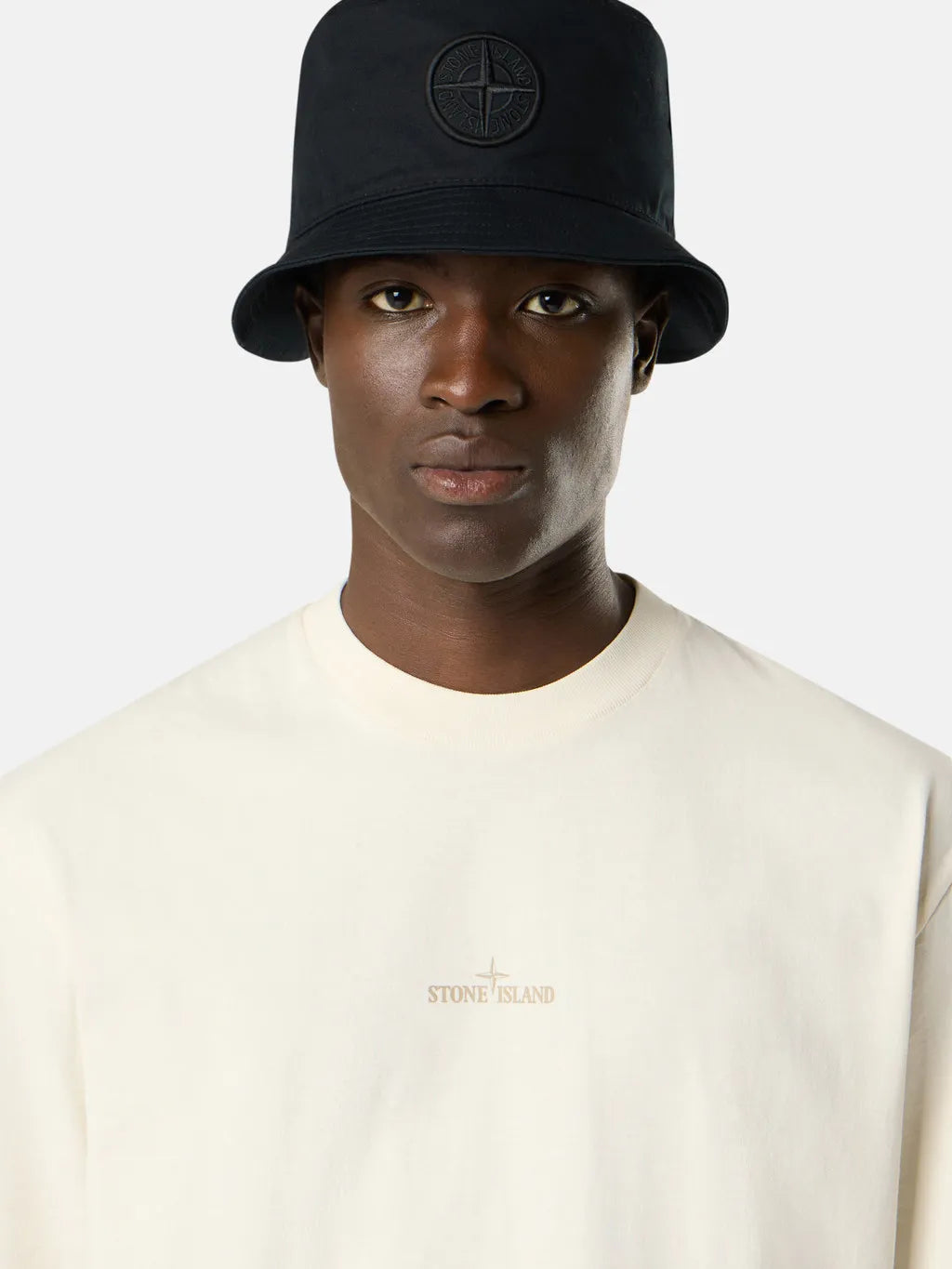 STONE ISLAND - T-shirt coupe regular à manches courtes avec imprimé « Bleeding Numbers Compass » ivoire