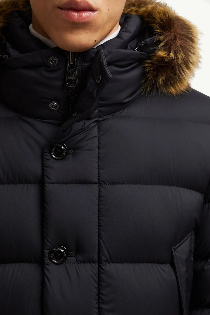 MONCLER - Doudoune mi-longue Clunye à capuche noir