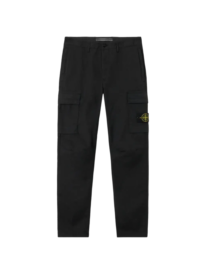 STONE ISLAND - Pantalon cargo coupe fuselée regular à poches zippées noir