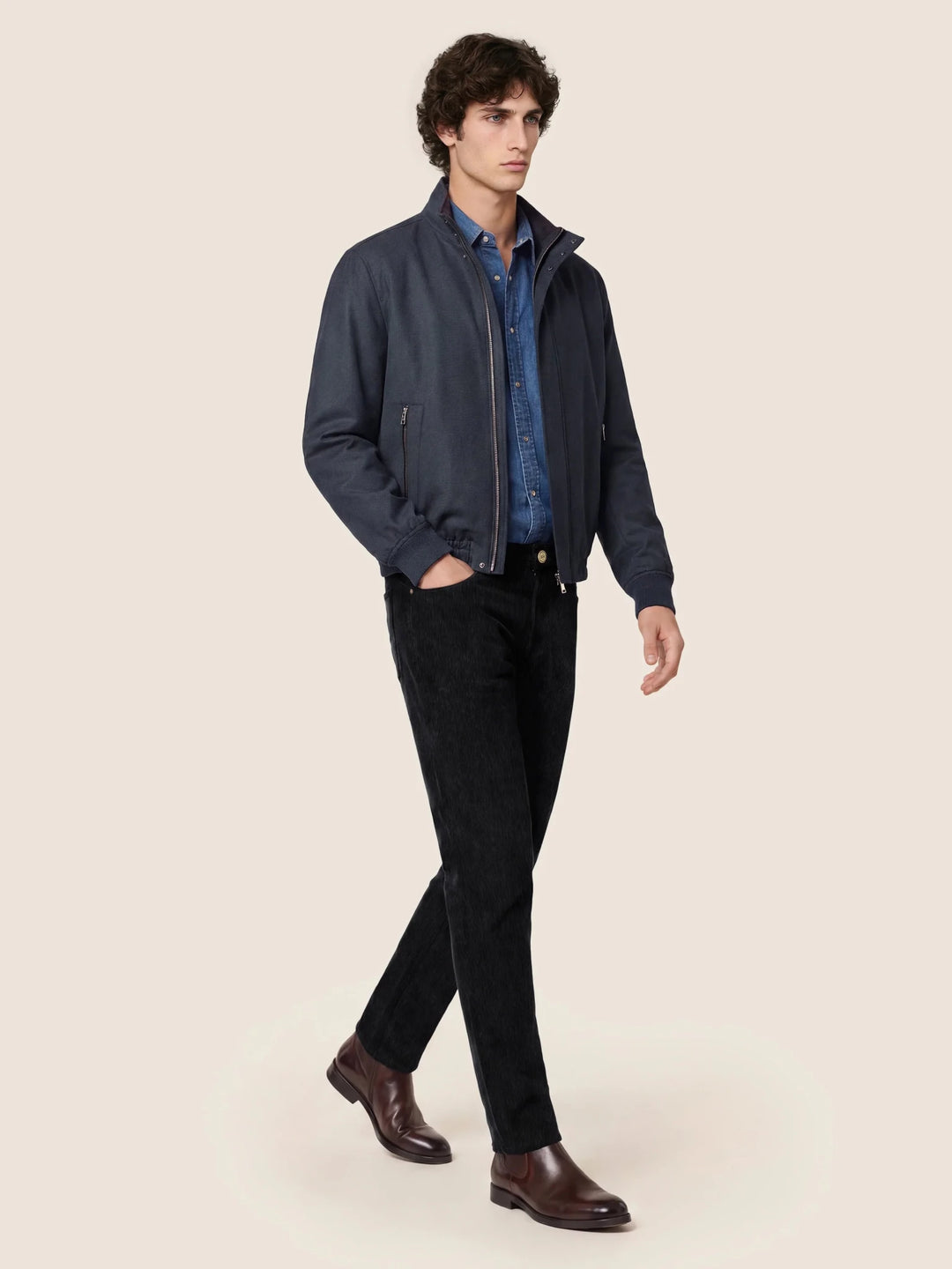 JACOB COHËN - Pantalon Bard Regular-Slim en velours côtelé Bleu marine - Lothaire