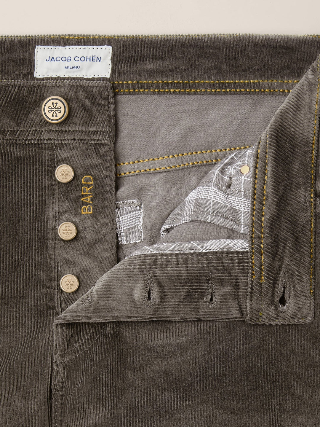 JACOB COHËN - Pantalon Bard Regular-Slim en velours côtelé stretch Taupe - Lothaire