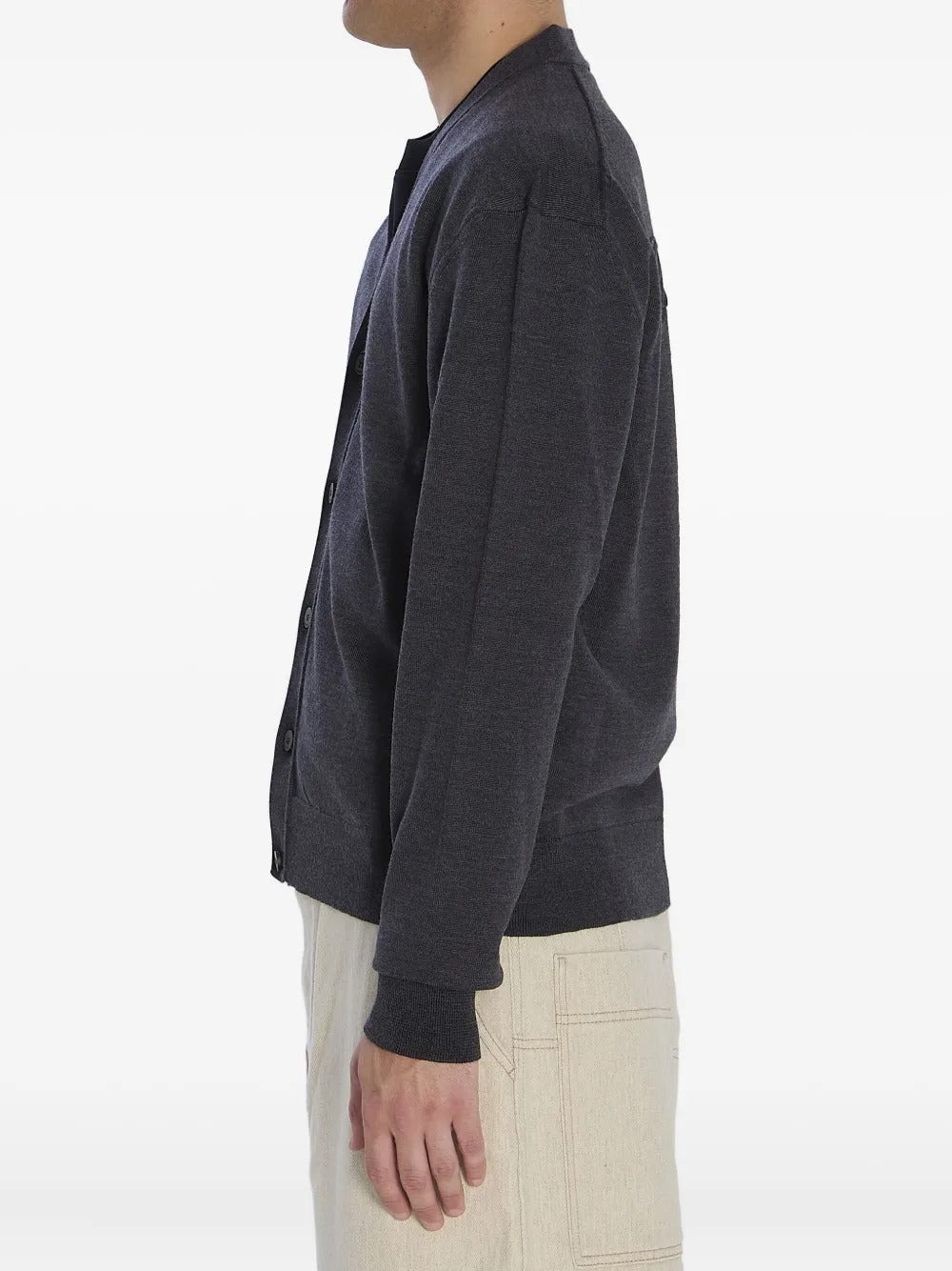 JACQUEMUS - Cardigan Côtelé à Logo Brodé Gris Foncé - Lothaire