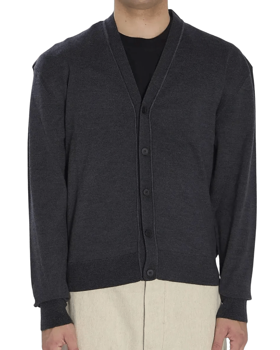 JACQUEMUS - Cardigan Côtelé à Logo Brodé Gris Foncé - Lothaire