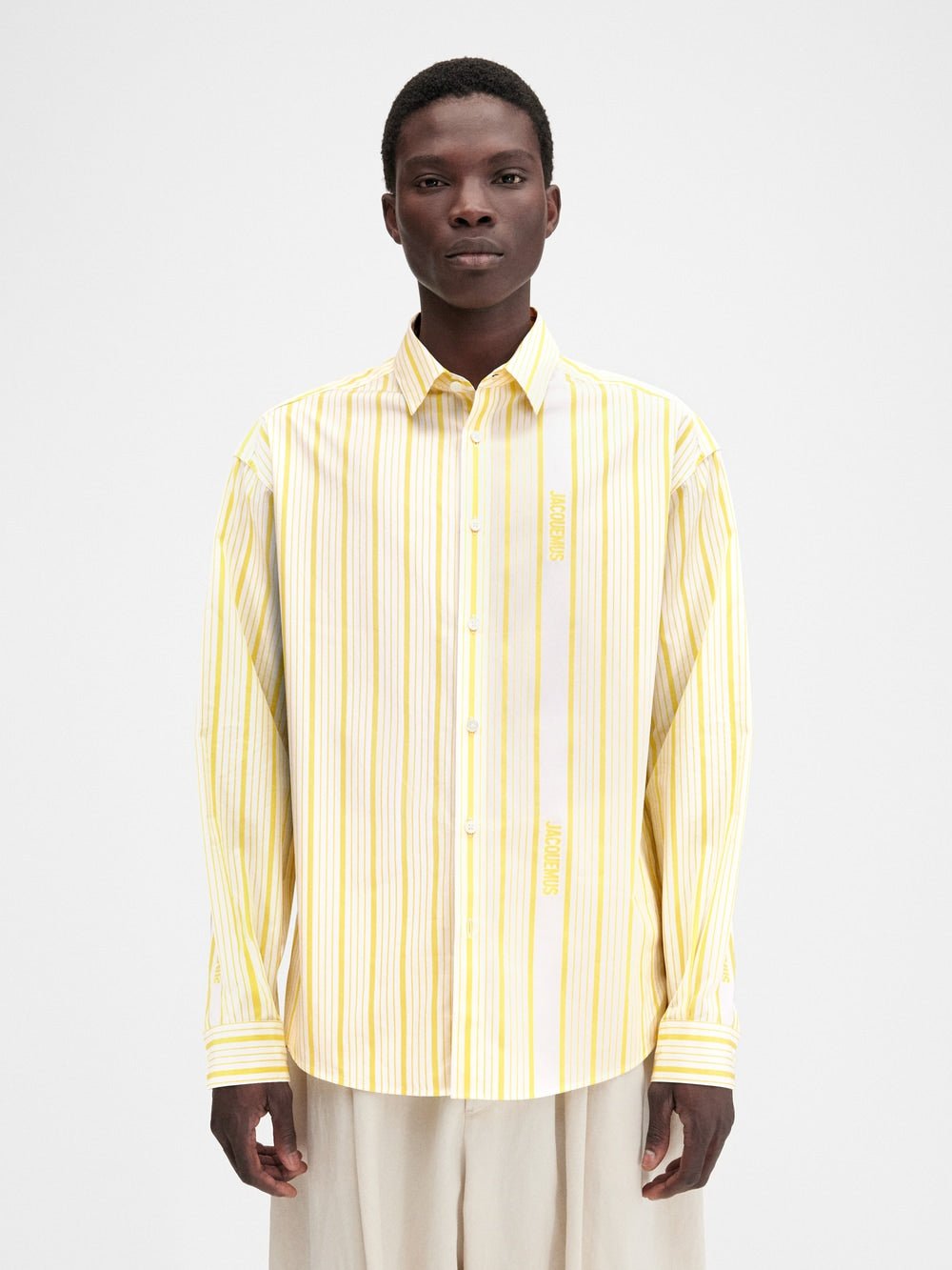 JACQUEMUS - Chemise SIMON en jacquard à rayures logo Business Jaune / Blanc - Lothaire