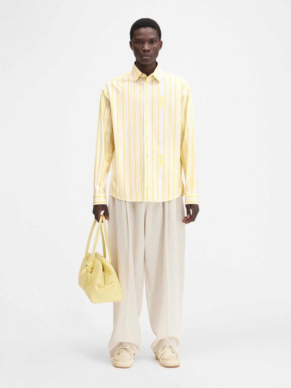 JACQUEMUS - Chemise SIMON en jacquard à rayures logo Business Jaune / Blanc - Lothaire