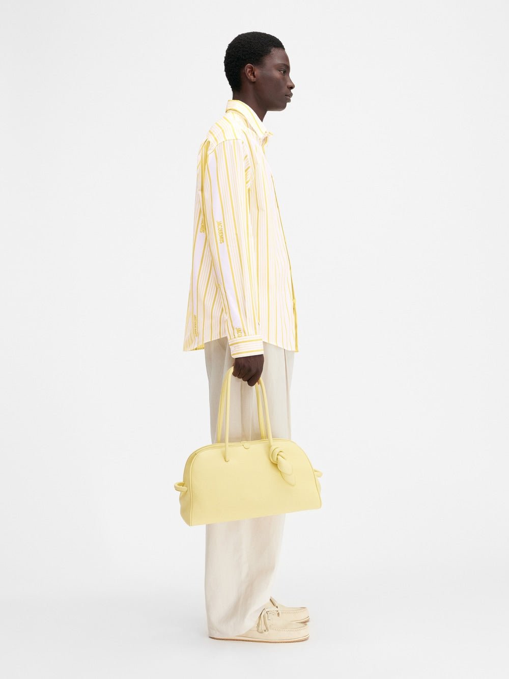 JACQUEMUS - Chemise SIMON en jacquard à rayures logo Business Jaune / Blanc - Lothaire