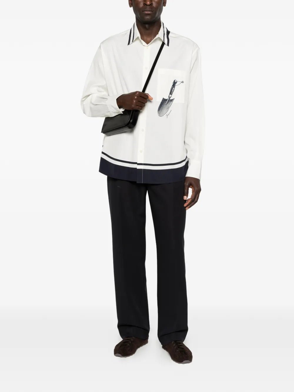 JACQUEMUS - Chemise "The Camargue" blanche print bleu - Lothaire