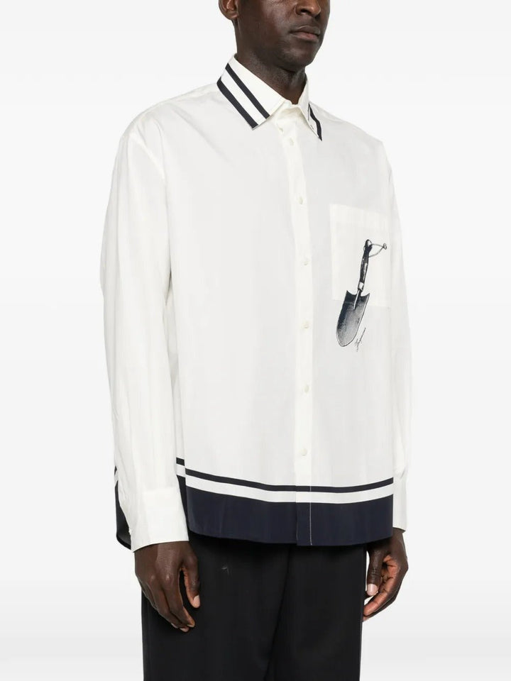 JACQUEMUS - Chemise "The Camargue" blanche print bleu - Lothaire