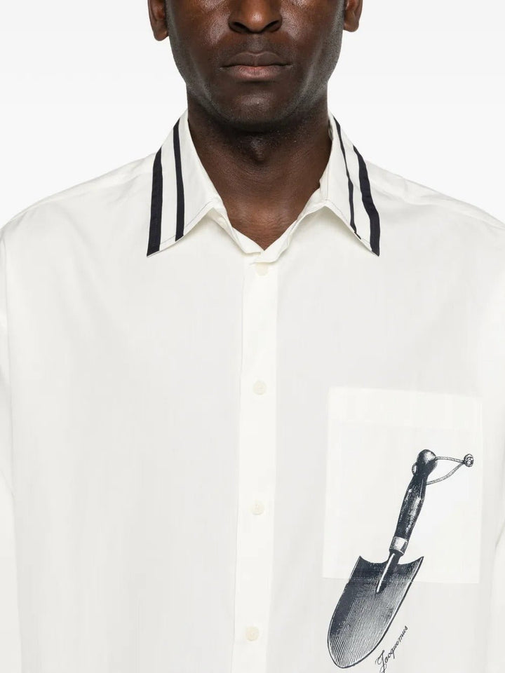 JACQUEMUS - Chemise "The Camargue" blanche print bleu - Lothaire