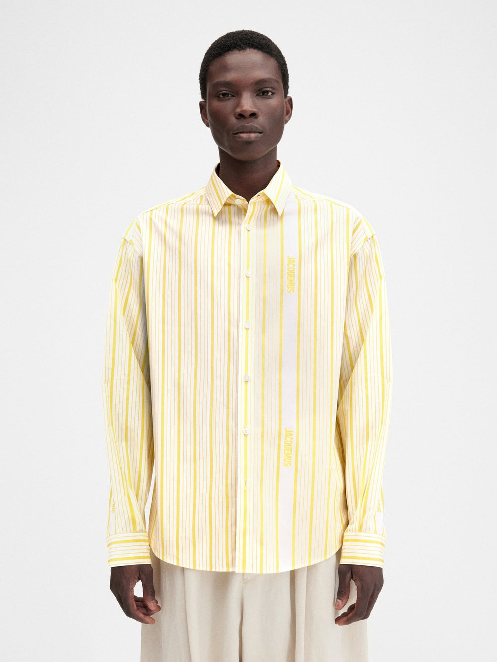 JACQUEMUS - La chemise Simon Business logo Yellow/White - Lothaire